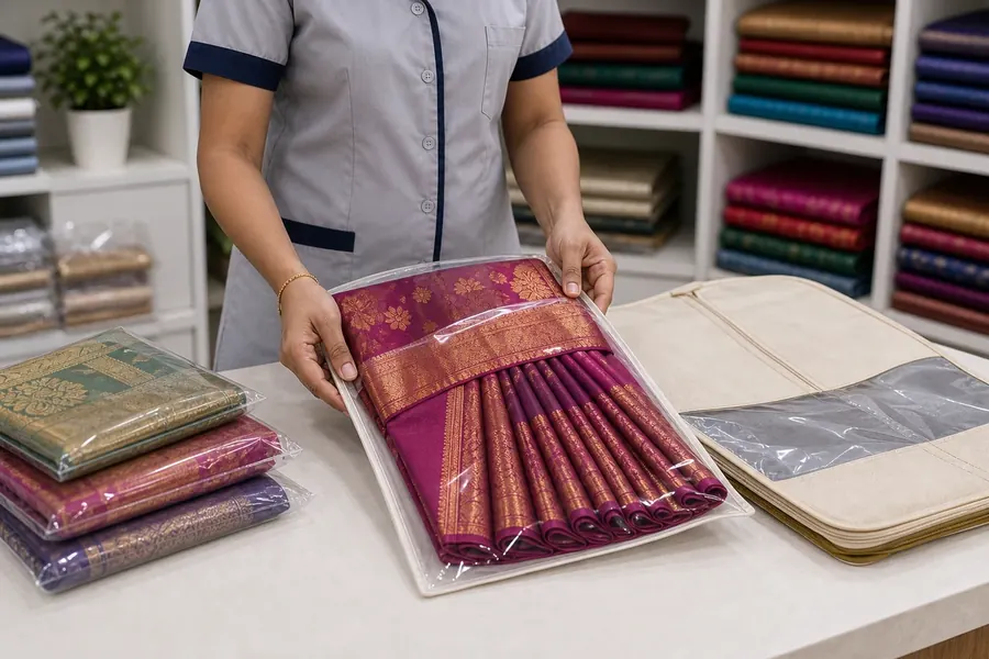 Pre-pleated saree packed and ready to wear in Chennai